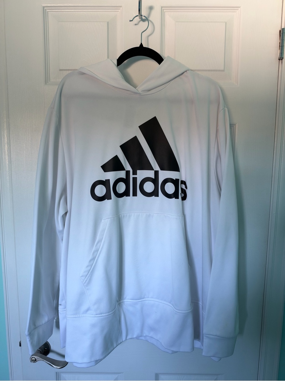 adidas White Hoodie with Black Logo